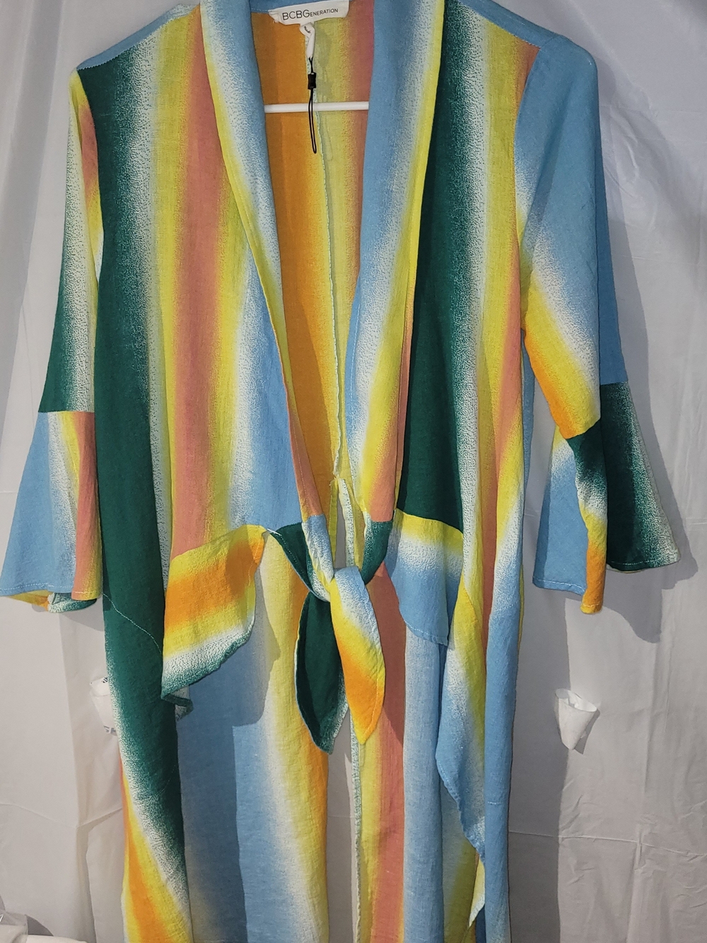BCBGeneration Women's Tie-Front Striped Open Cardigan - Multicolor XXS